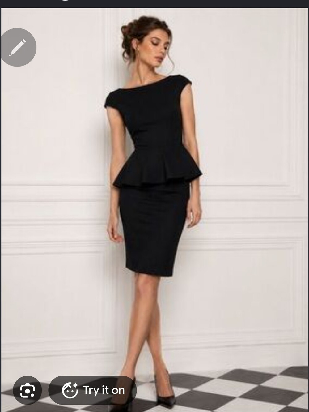 Alice + Olivia Black Peplum Midi Dress